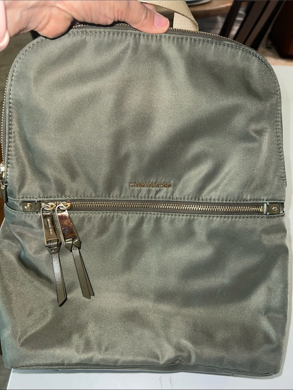 Michael Kors Green Nylon Backpack with Gold Hardware